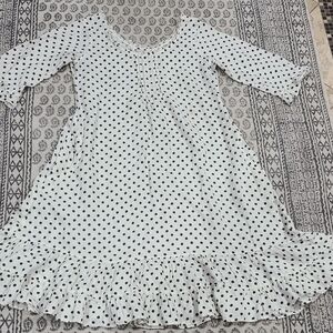 Hart's Desire Polka Dot Linen Midi Dress